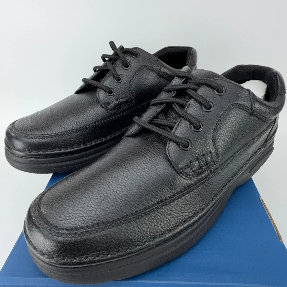 Nunn Bush Cameron Black Tumble Leather Comfort‎ Gel Oxford Shoes Mens 11.5M NIB